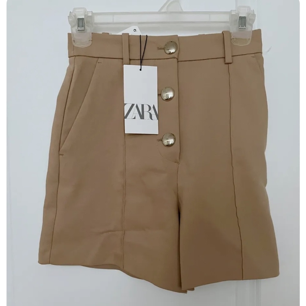 Zara Nwt Trouser Shorts M Tan